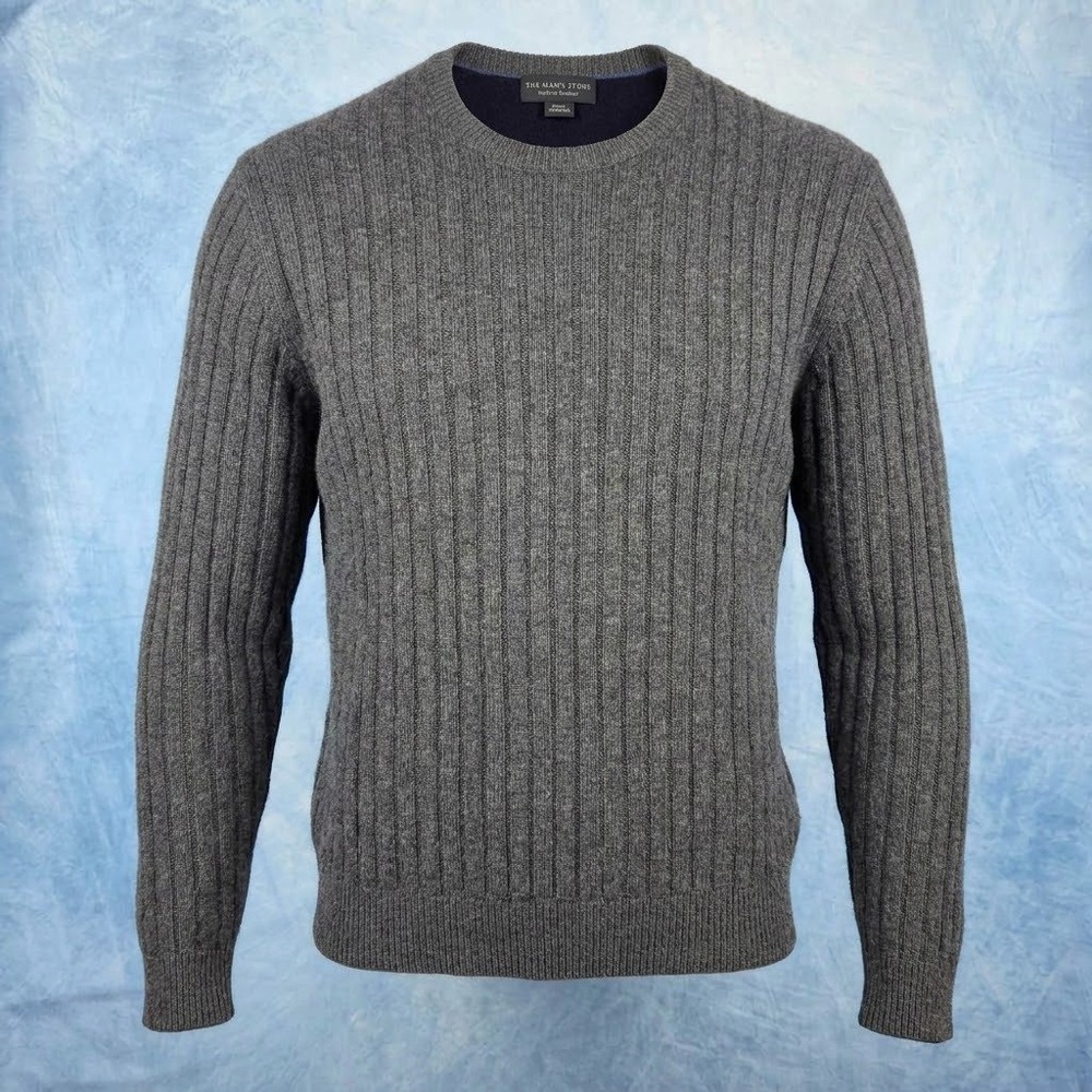 The Mens Store Bloomingdales Cashmere Ribbed Crewneck Sweater Gray XXL